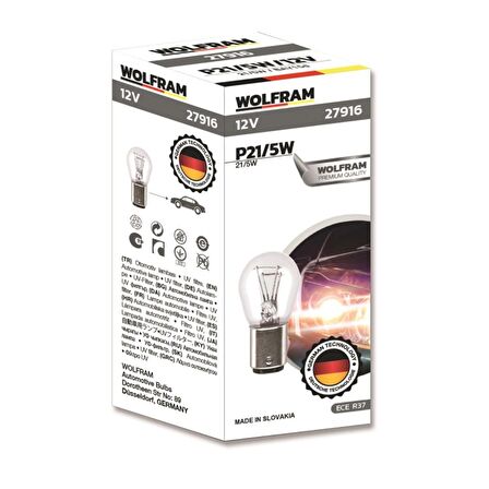 Wolfram Ampul 12V 21W 1016 Çift Duy Şaşı P21/5W BAY15D 10 ADET