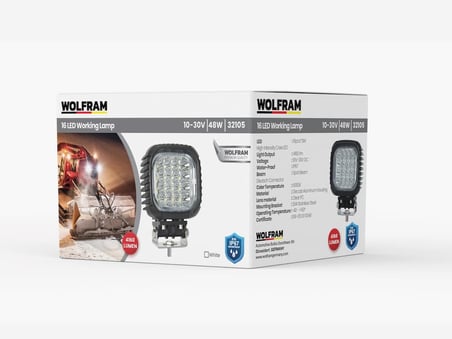 Led Kare Çalışma Lambası Ağır Hizmet 4.160 Lümen Spot 10/30V E-Belgeli 48W - WOLFRAM 32105