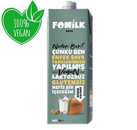 Fomilk Vegan Glutensiz Soya Sütü 1 L