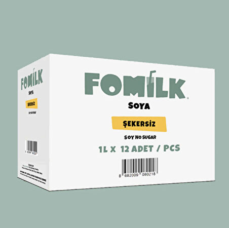 Fomilk Bitkisel Bazlı Şekersiz Soya İçeceği 1L x 12