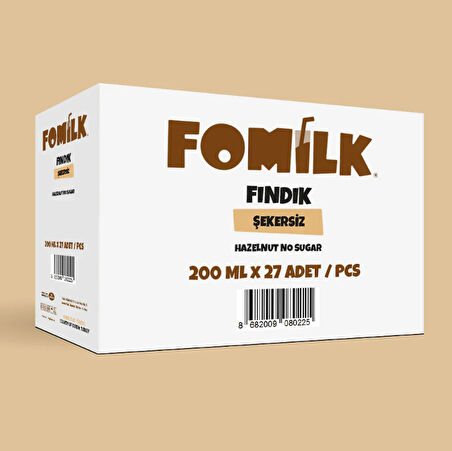 Fomilk Bitkisel Bazlı Şekersiz Fındık İçeceği 200ml. x 27 Adet