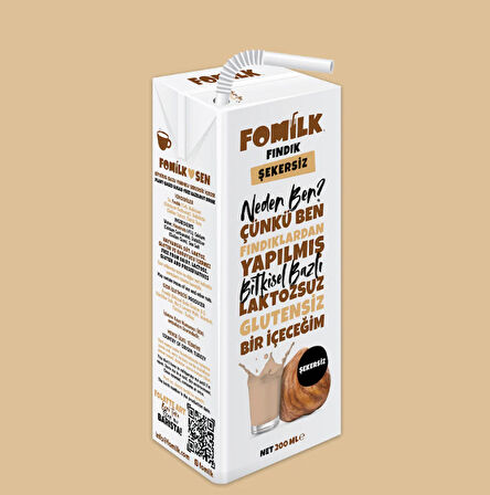 Fomilk Bitkisel Bazlı Şekersiz Fındık İçeceği 200ml. x 27 Adet