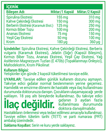 Multimed Spirulina Yeşil Kahve Çekirdeği Yeşil Çay Ananas 120 Kapsül