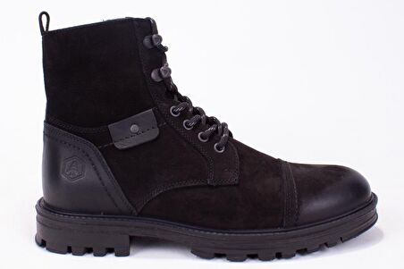 Hammer Jack Alum Merdane Yuvarlak Burun Orta Topuk Ortopedik Bağcıklı Nefes Alan Günlük Siyah Klasik Bot Süet