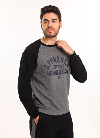 ODİN ERKEK SWEAT Antrasit Melanj U Yaka Standart Kalıp Erkek Sweatshirt