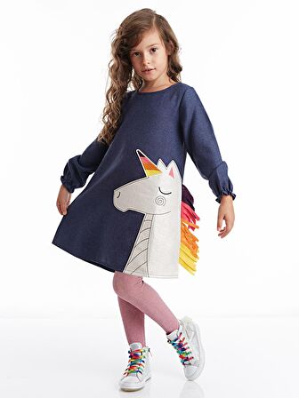 Renkli Unicorn Kız Elbise