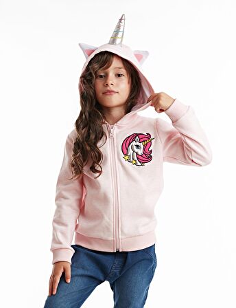 Unicorn Kapişonlu Kız Sweatshirt