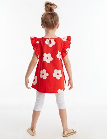 Frog Kırmızı Beyaz Kız Tunik Takım