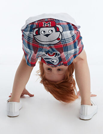 Monkey Ekose Erkek Çocuk  Şort Takım