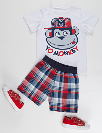 Monkey Ekose Erkek Çocuk  Şort Takım