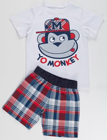 Monkey Ekose Erkek Çocuk  Şort Takım