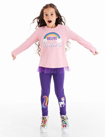 Colorfull Unicorn Kız Tunik Takım