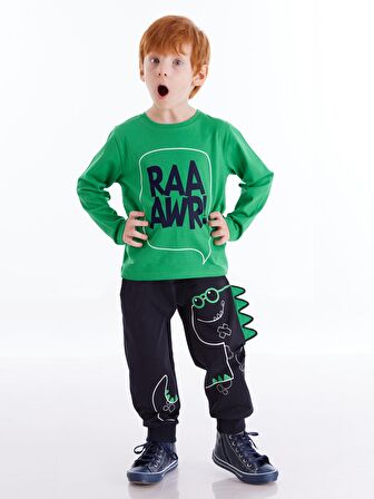 Tırtırlı Dino Erkek Çocuk Pantolon Takım
