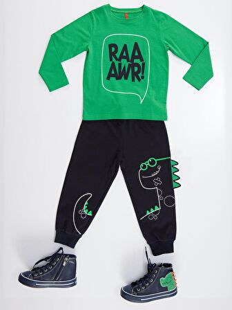 Tırtırlı Dino Erkek Çocuk Pantolon Takım