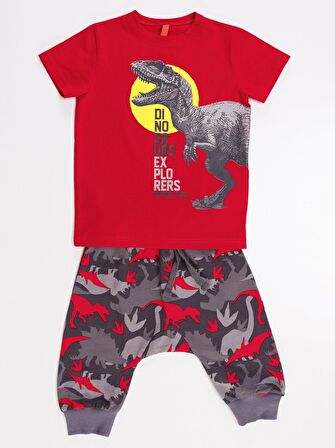 Dino Kamuflaj Erkek Çocuk Kapri Takım