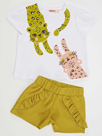 Muzip Kediler Kız Şort Takım
