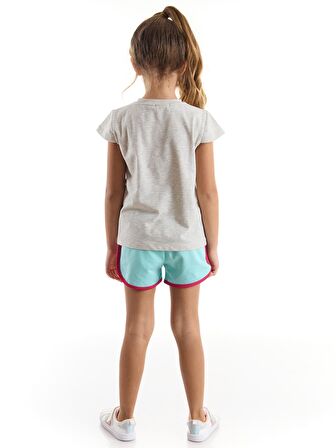 Çiçekli Unicorn Kız T-Shirt Şort Takım