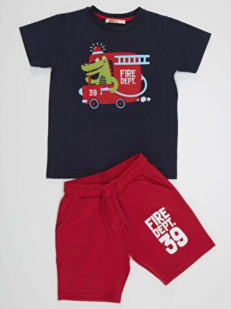 İtfaiyeci Timsah Erkek Çocuk T-Shirt Şort Takım