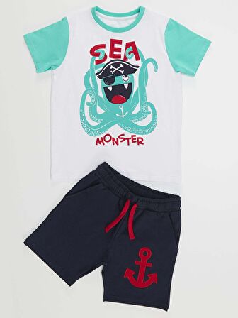 Deniz Canavarı Erkek Çocuk T-shirt Şort Takım