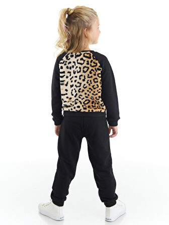 Peluş Leopar Kız Çocuk Eşofman Takım