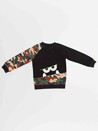 Kamuflaj Canavar Erkek Çocuk Sweatshirt