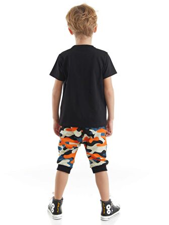 Stay Wild T-Shirt Kamuflaj Kapri Pantolon Takım