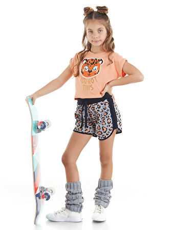 Leopar Kız Çocuk T-shirt Şort Takım