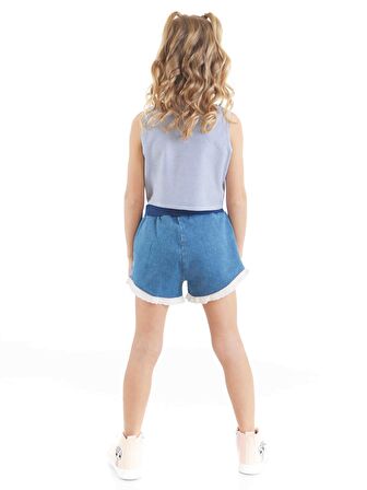 Rakun Kız Denim Şort Gömlek Takım