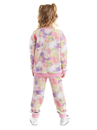 Unicorn Batik Desenli Pembe Yeşil Kız Çocuk Eşofman Takım