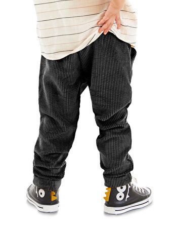 Fitilli Kadife Siyah Erkek Çocuk Pantolon