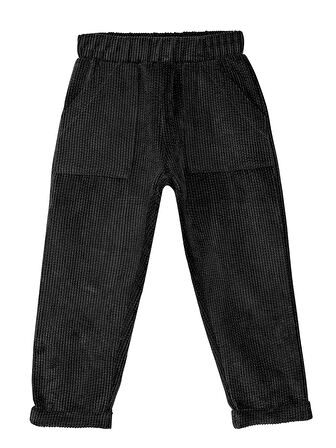 Fitilli Kadife Siyah Erkek Çocuk Pantolon