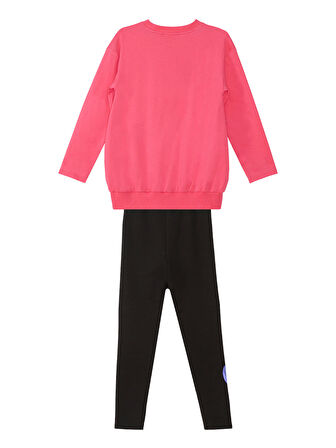 Kanka Kediler Kız Çocuk Pembe T-shirt Siyah Tayt Takım