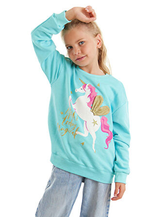 Unicorn Kız Çocuk Mint Sweatshirt