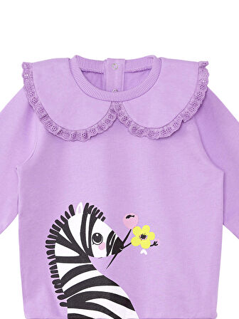 Zebra Kız Bebek Lila Sweatshirt