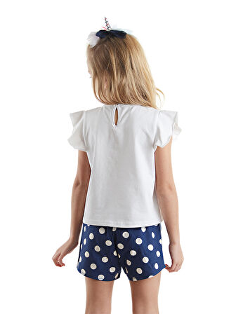 Sim Unicorn Kız Çocuk T-Shirt Poplin Şort Takım