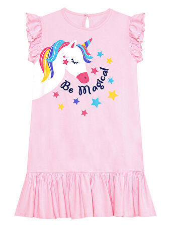 Unicorn Magic Kiz Çocuk Pembe Elbise