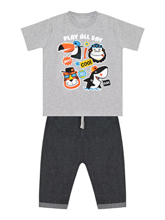 Cool Animals Erkek Çocuk T-shirt Kapri Şort Takım