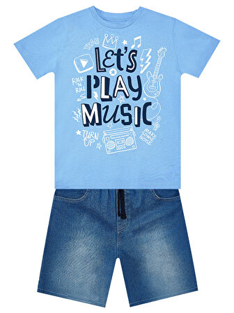 Let's Play Erkek Çocuk T-shirt Denim Şort Takım