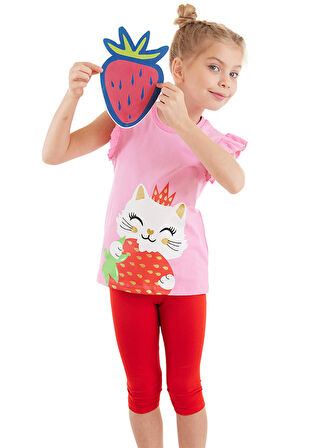 Çilek Kız Çocuk T-shirt Tayt Takım