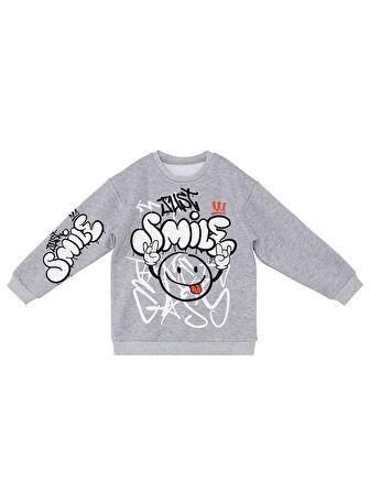 Just Smile Erkek Çocuk Gri Sweatshirt