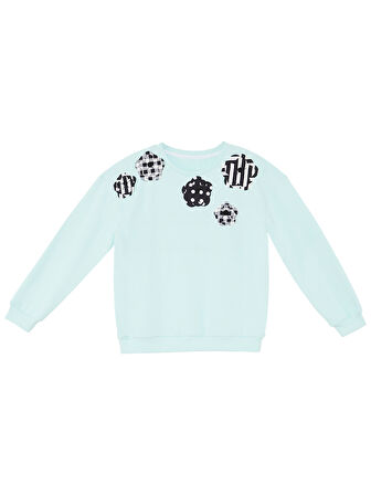 Çiçekler Kız Çocuk Mint Sweatshirt