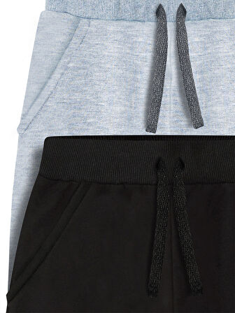 Basic Unisex Siyah-Gri Melanj 2'li Eşofman Altı