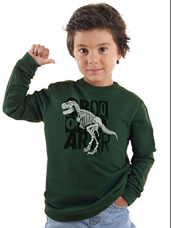 Roarr Dino Erkek Çocuk Haki Sweatshirt