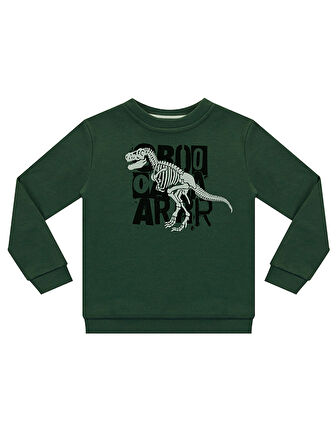 Roarr Dino Erkek Çocuk Haki Sweatshirt