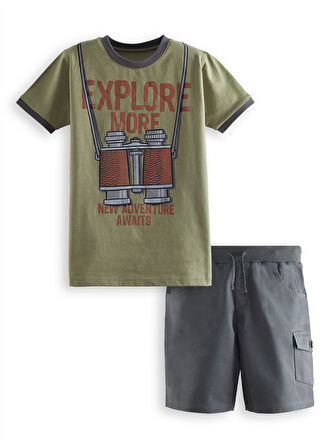 Explore Erkek Çocuk T-shirt Gabardin Şort Takım