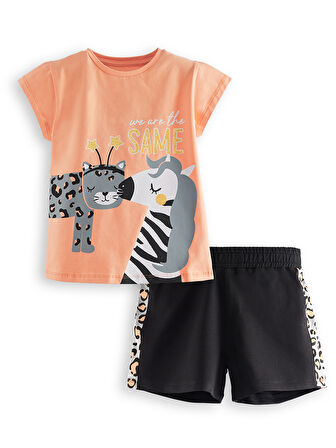 Zebra ve Leo Kız Çocuk T-shirt Şort Takım