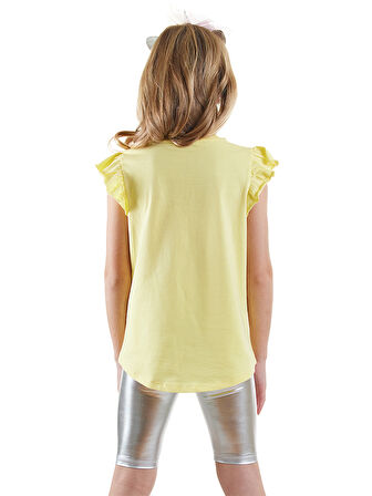 Unicorn Kız Çocuk T-shirt Metalik Tayt Takım