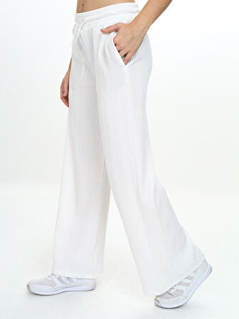 Kız Çocuk Geniş Paça Ekru Basic Eşofman Altı