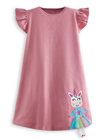 Lilycorn Kız Çocuk Pembe Yazlık Elbise