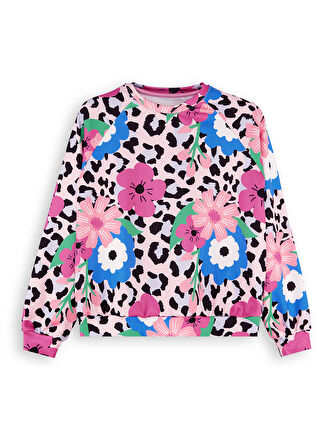 Çiçekli Leopar Kız Çocuk Sweatshirt